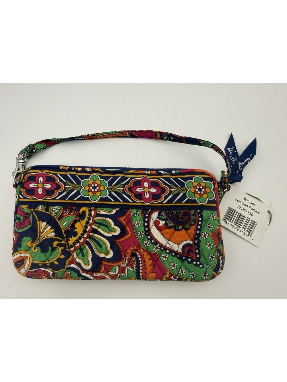 NWT Vera Bradley Venetian Navy Paisley Gusseted Style Navy Multicolor Wristlet - Picture 5 of 5
